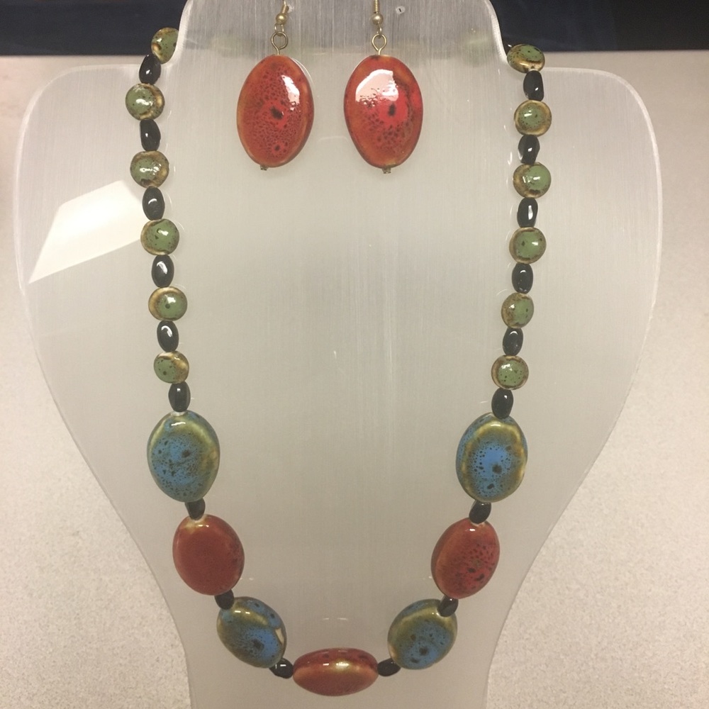 Turquoise and red necklace